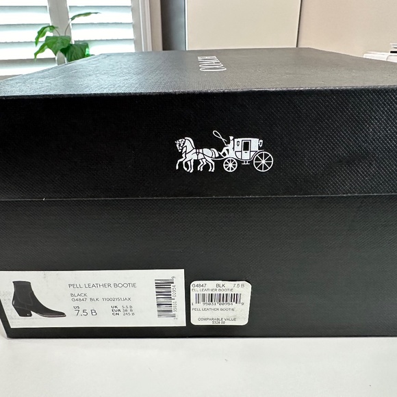 Womens COACH Black Pell Leather Boot - Sz 7.5B - Picture 2 of 8